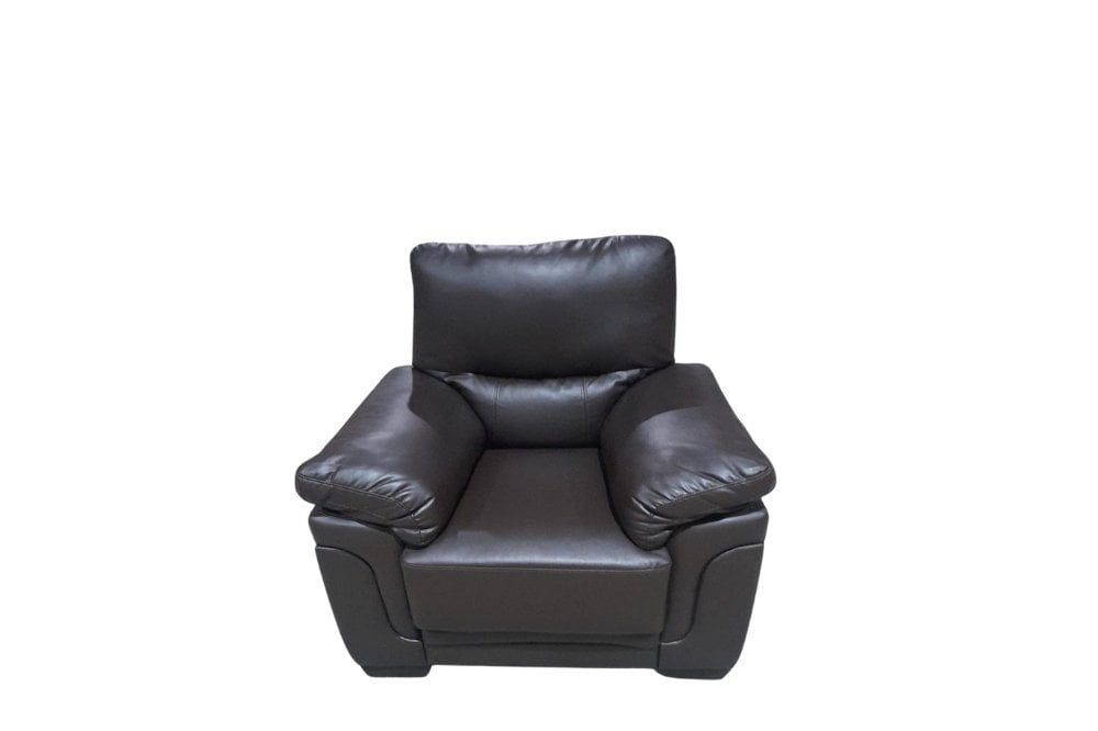 Outlet Kansas Brown Leather Modern Armchair