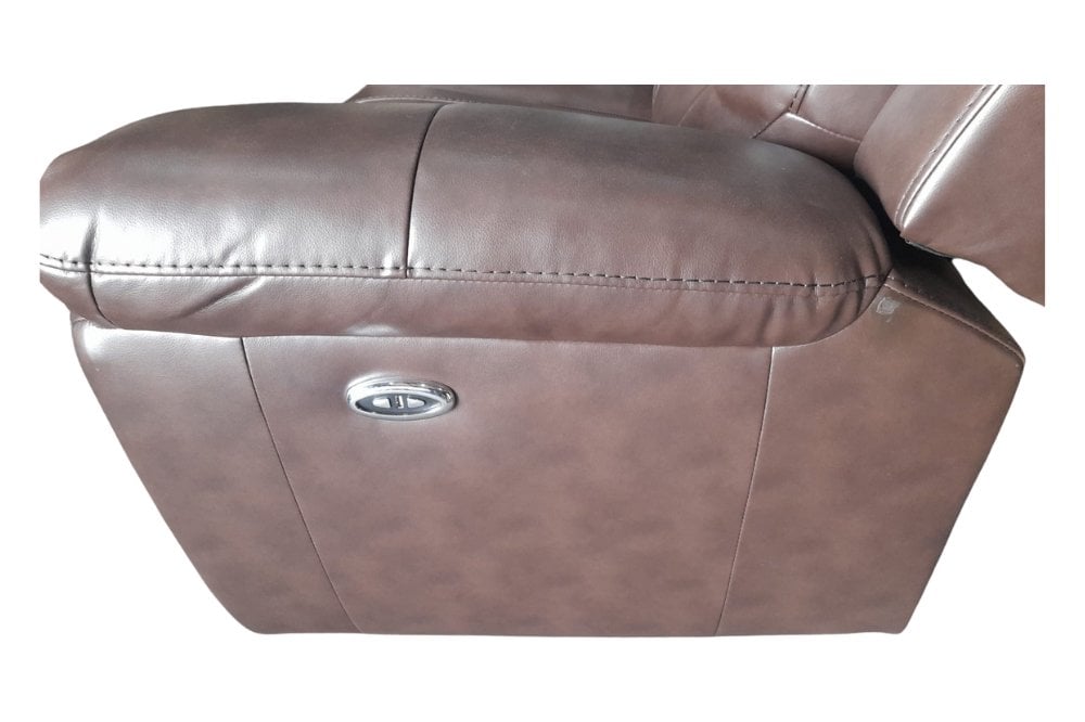 outlet henry brown and cream 2 seater leather electric recliner