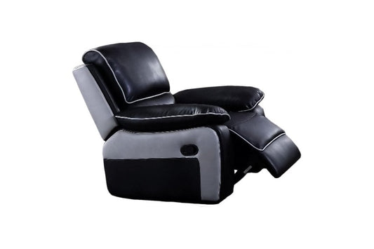 Outlet Holden Leather Black & Grey Recliner Armchair