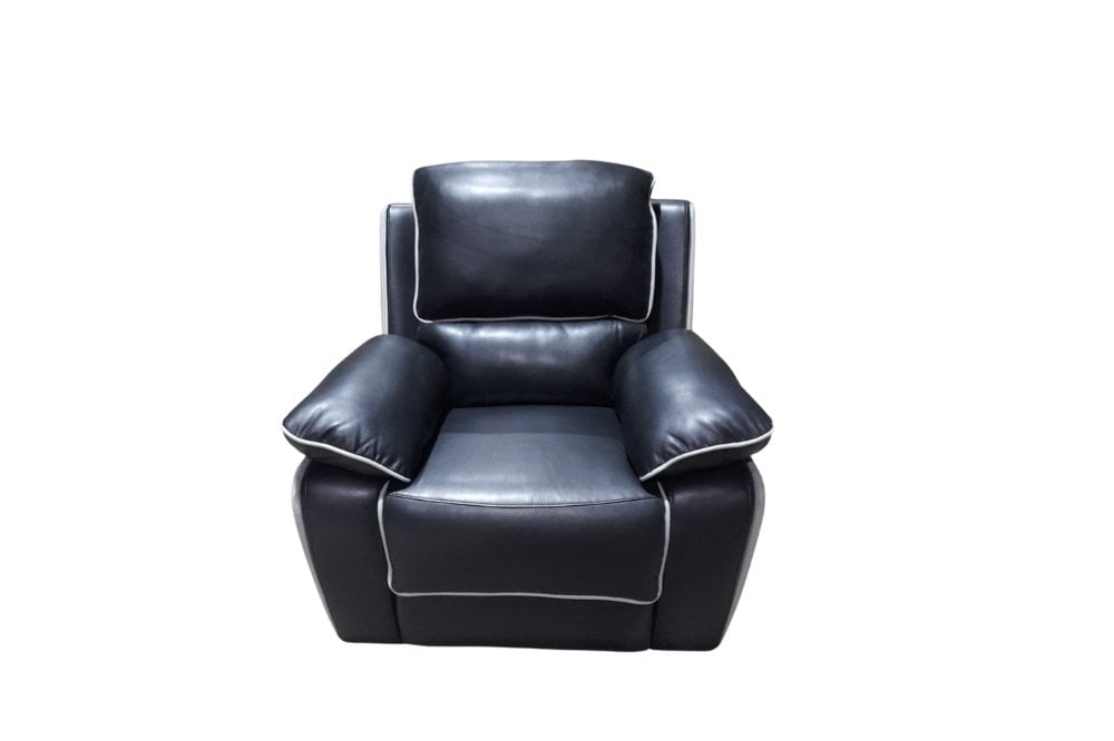 Outlet Holden Leather Black & Grey Recliner Armchair