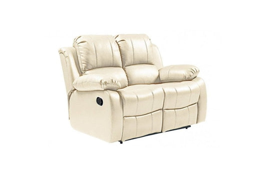 Outlet Valencia Cream Leather 2 Seater Recliner Sofa