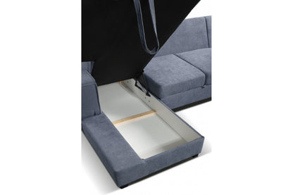 Brixton Grey Fabric U Shape Corner Bed With Storage
