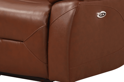Renato Genuine Leather Tan Electric Power Recliner 2 Seater