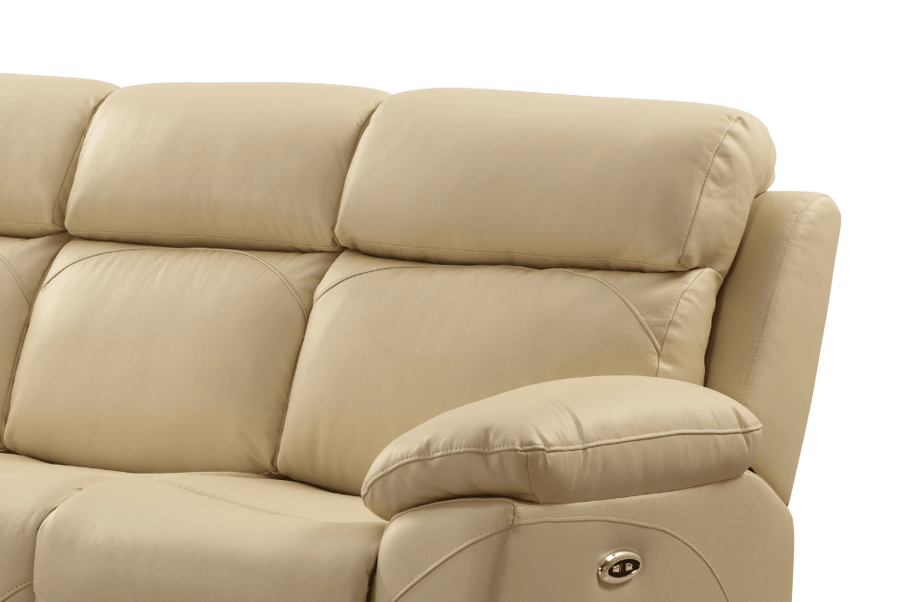 Renato Genuine Leather Cream Electric Power Recliner Armchair
