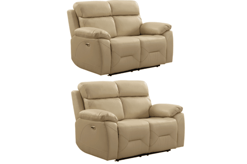 Renato Genuine Leather Cream Electric Power Recliner 2+2 Seater Sofa Set