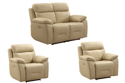 Renato Genuine Leather Cream Electric Power Recliner 2+1+1 Seater Sofa Set