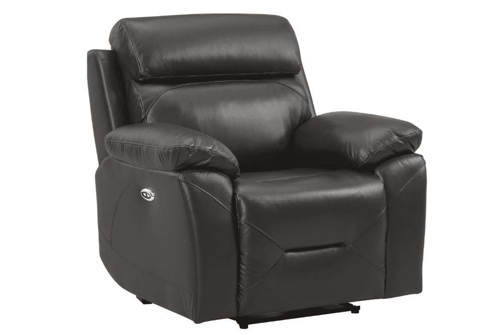 Renato Genuine Leather Grey Electric Power Recliner Armchair