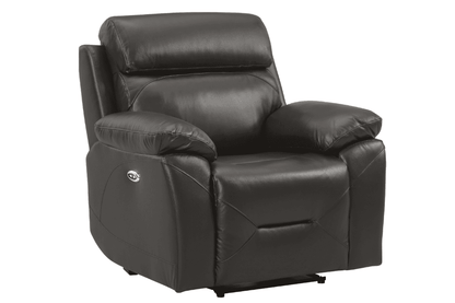 Renato Genuine Leather Grey Electric Power Recliner Armchair