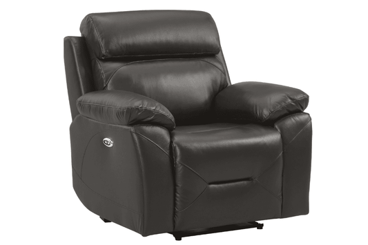 Renato Genuine Leather Grey Electric Power Recliner Armchair