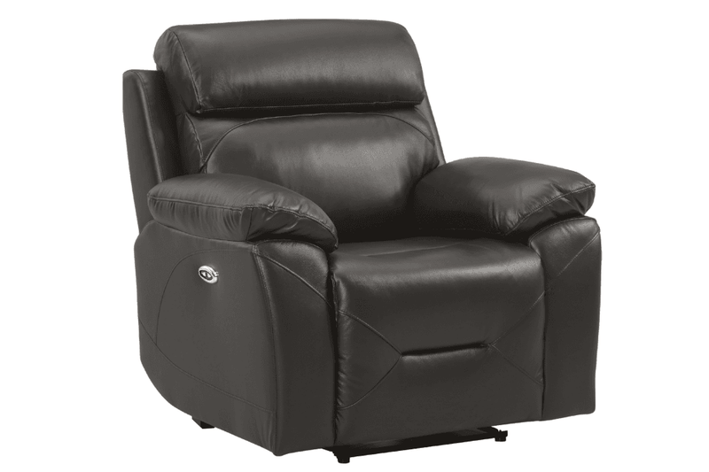 Renato Genuine Leather Grey Electric Power Recliner Armchair - Furniture Instore