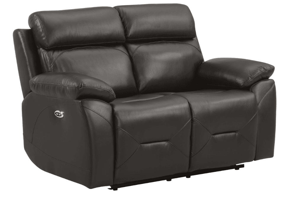 Renato Genuine Leather Grey Electric Power Recliner 2 Seater