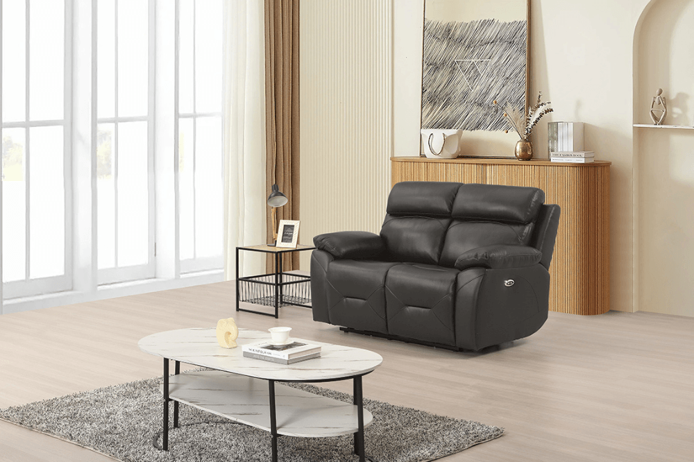 Renato Genuine Leather Grey Electric Power Recliner 2+1 Seater Sofa Set
