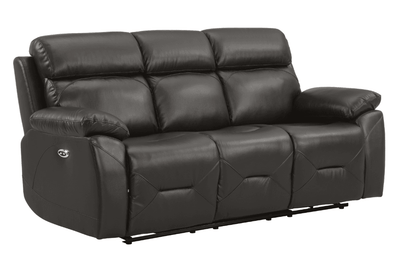Renato Genuine Leather  Grey Electric Power Recliner 3 Seater