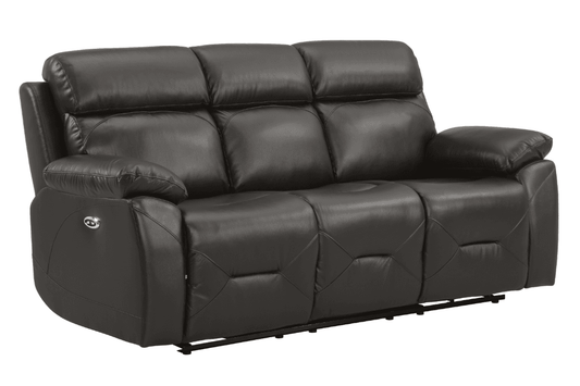 Renato Genuine Leather  Grey Electric Power Recliner 3 Seater