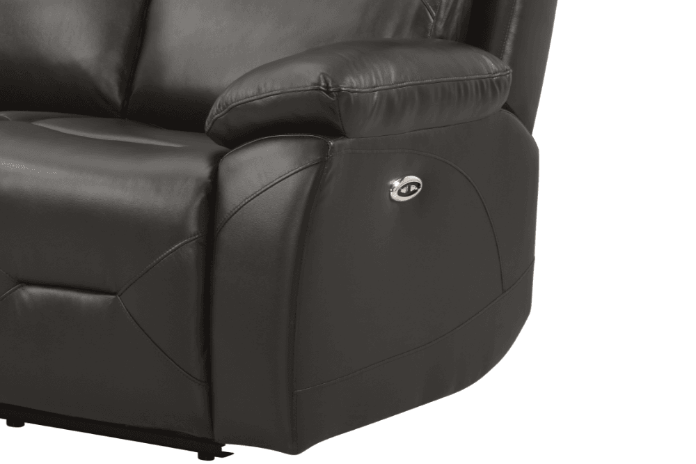 Renato Genuine Leather  Grey Electric Power Recliner 3 Seater