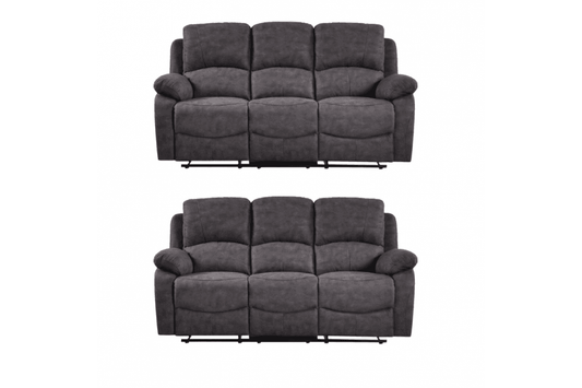 Roma Grey Fabric Recliner 3+3 Seater Sofa Set
