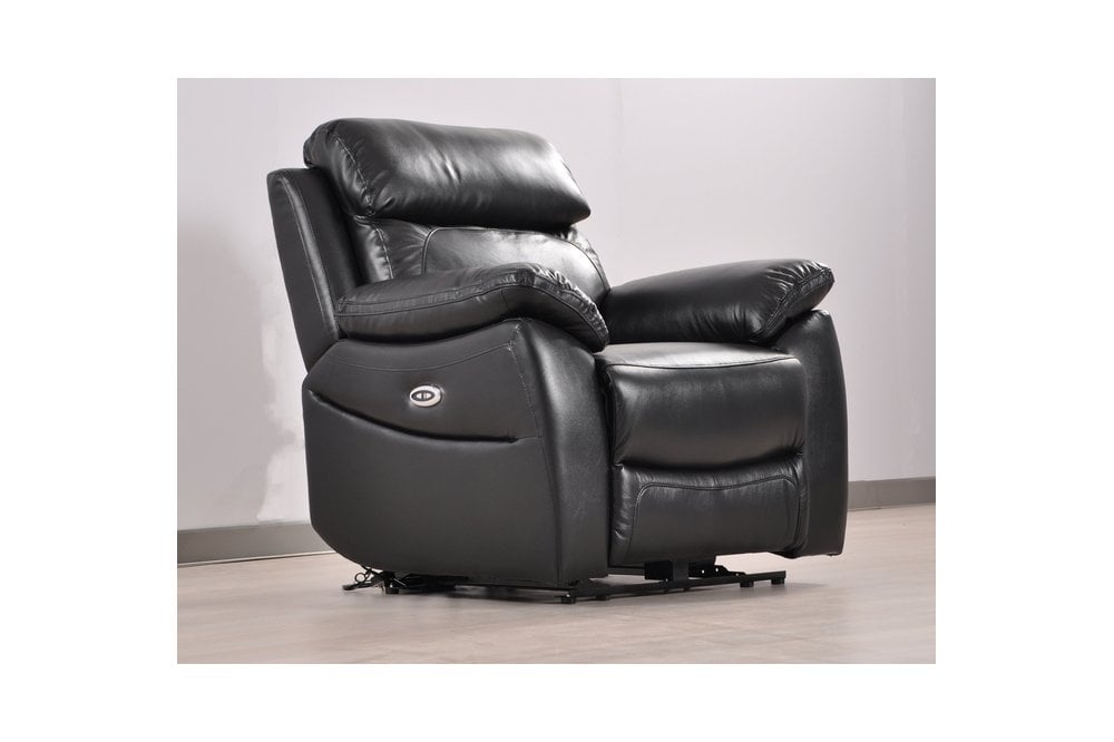 Dandrea Genuine Leather Black  Electric Power Recliner Armchair