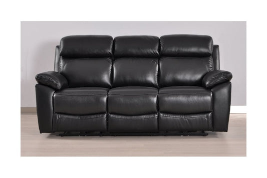 Dandrea Genuine Leather Black Electric Power Recliner 3 Seater - Furniture Instore