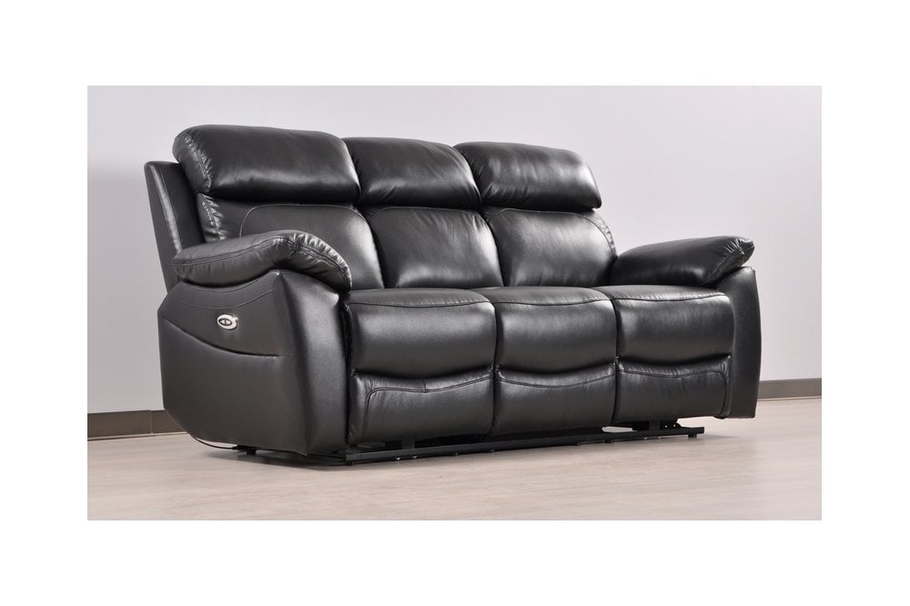 Dandrea Genuine Leather Black Electric Power Recliner 3 Seater