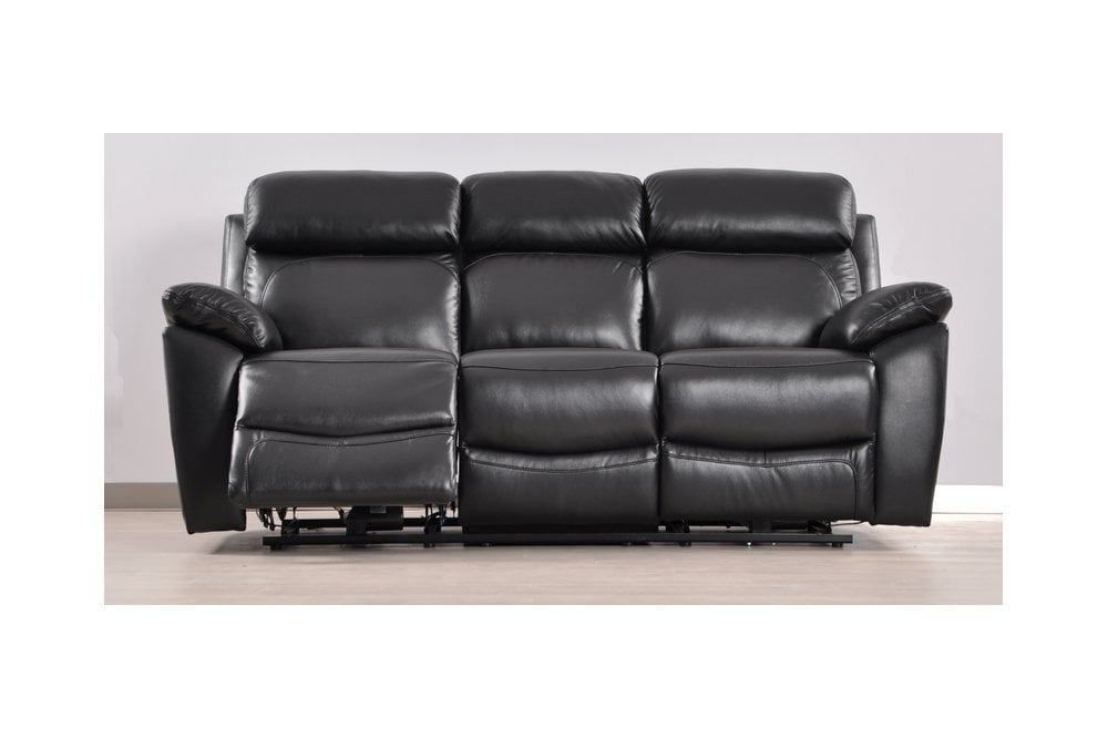Dandrea Genuine Leather Black Electric Power Recliner 3 Seater