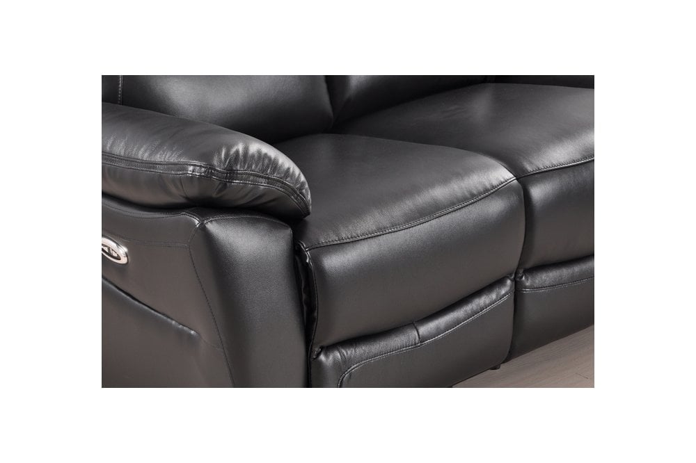 Dandrea Genuine Leather Black Electric Power Recliner 3 Seater