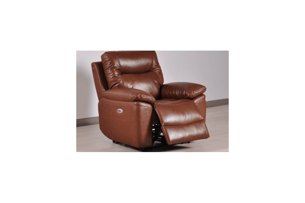 Amarien Genuine Leather Tan Electric Power Recliner Armchair