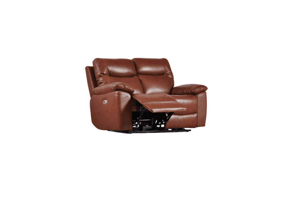 Amarien Genuine Leather Tan Electric Power Recliner 2 Seater