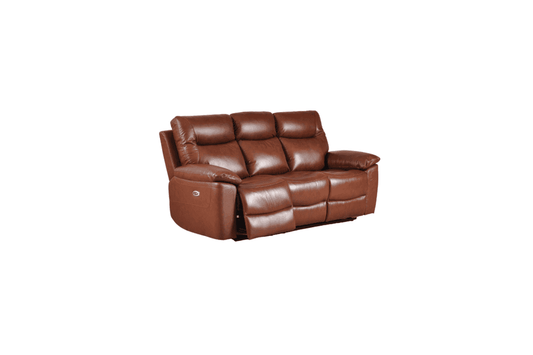 Amarien Genuine Leather Tan Electric Power Recliner 3 Seater
