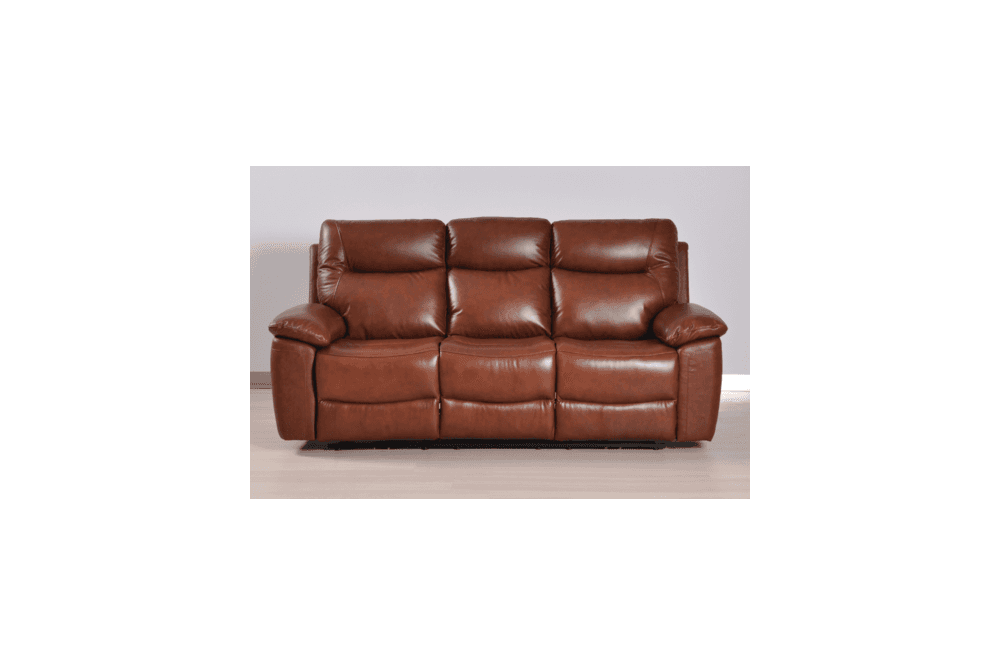 Amarien Genuine Leather Tan Electric Power Recliner 3 Seater