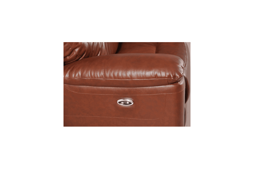 Amarien Genuine Leather Tan Electric Power Recliner 3 Seater