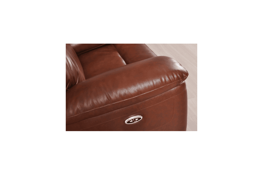 Amarien Genuine Leather Tan Electric Power Recliner 3 Seater