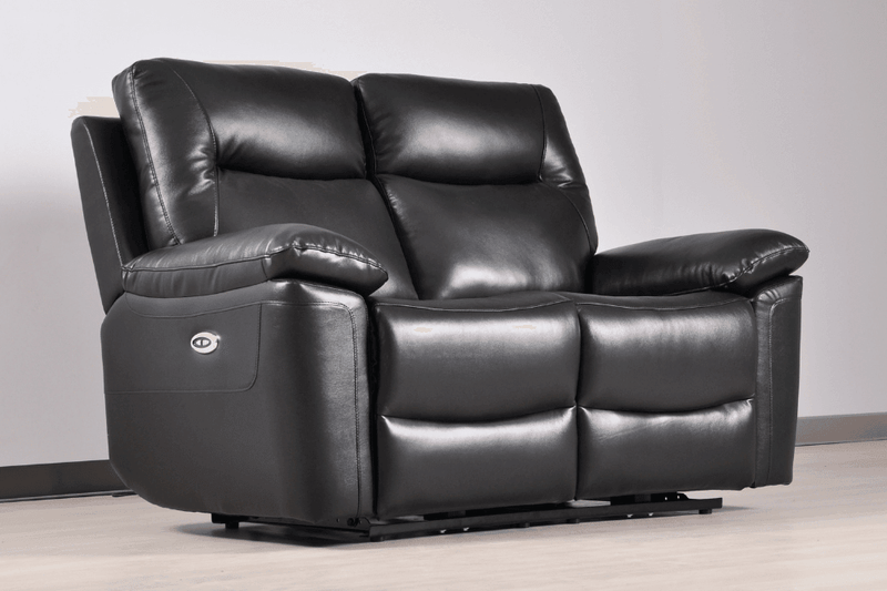 Amarien Genuine Leather Black Electric Power Recliner 2 Seater - Furniture Instore