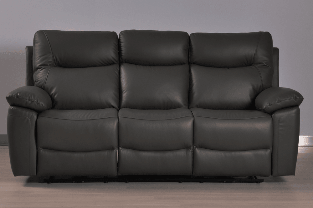 Amarien Genuine Leather Grey Electric Power Recliner 3 Seater