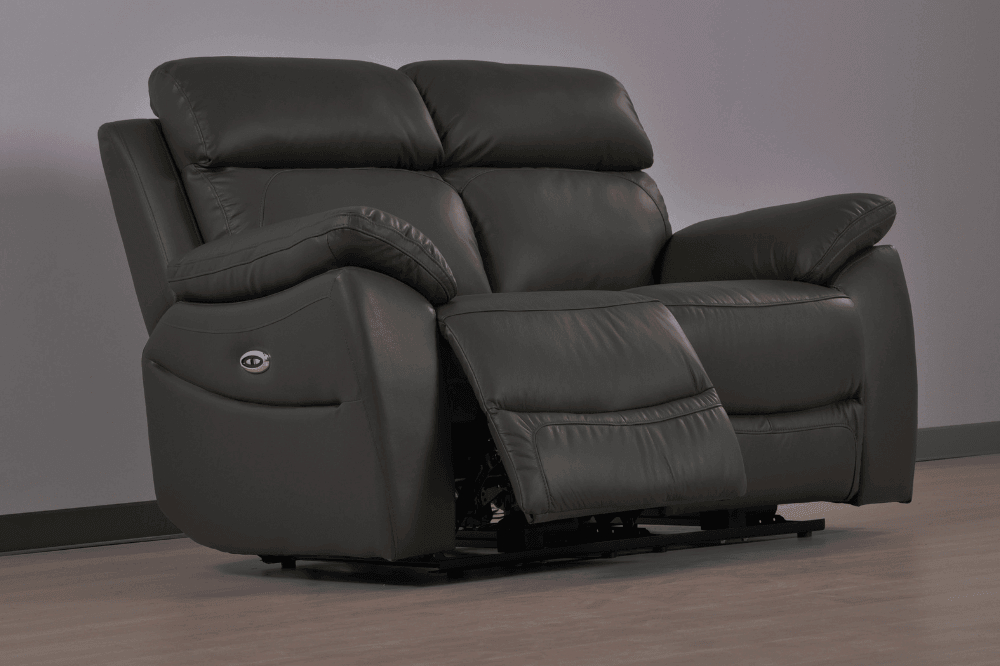 Dandrea Genuine Leather Grey Electric Power Recliner 2 Seater Sofa - Furniture Instore