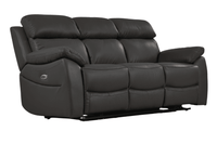 Dandrea Genuine Leather Grey Electric Power Recliner 3 Seater Sofa