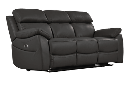 Dandrea Genuine Leather Grey Electric Power Recliner 3 Seater Sofa - Furniture Instore
