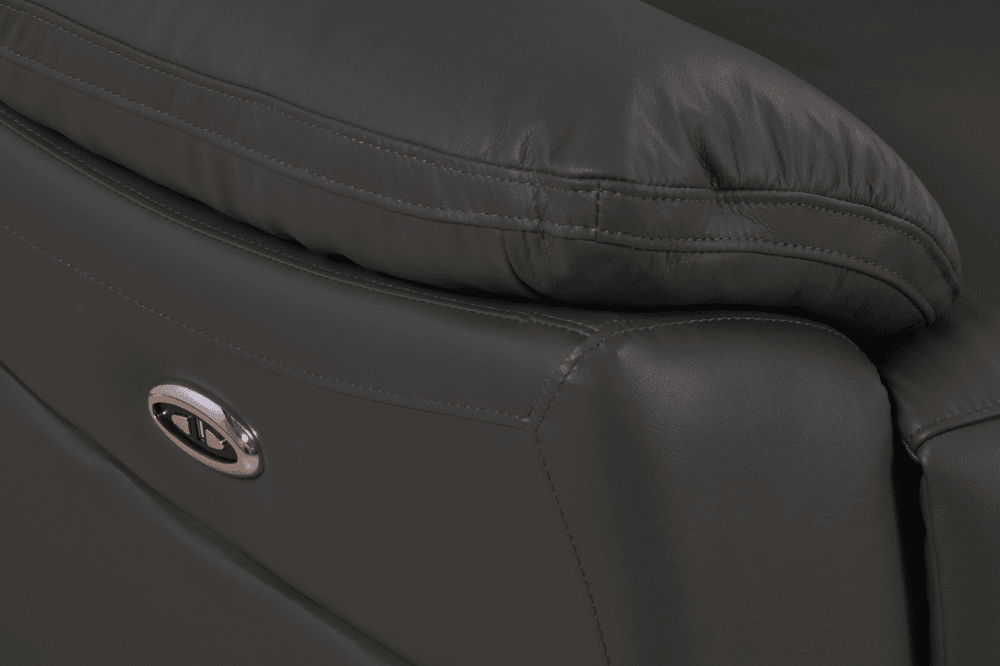 Dandrea Genuine Leather Grey Electric Power Recliner 3 Seater Sofa - Furniture Instore