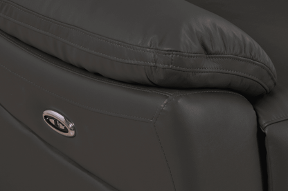 Dandrea Genuine Leather Grey Electric Power Recliner 3 Seater Sofa - Furniture Instore