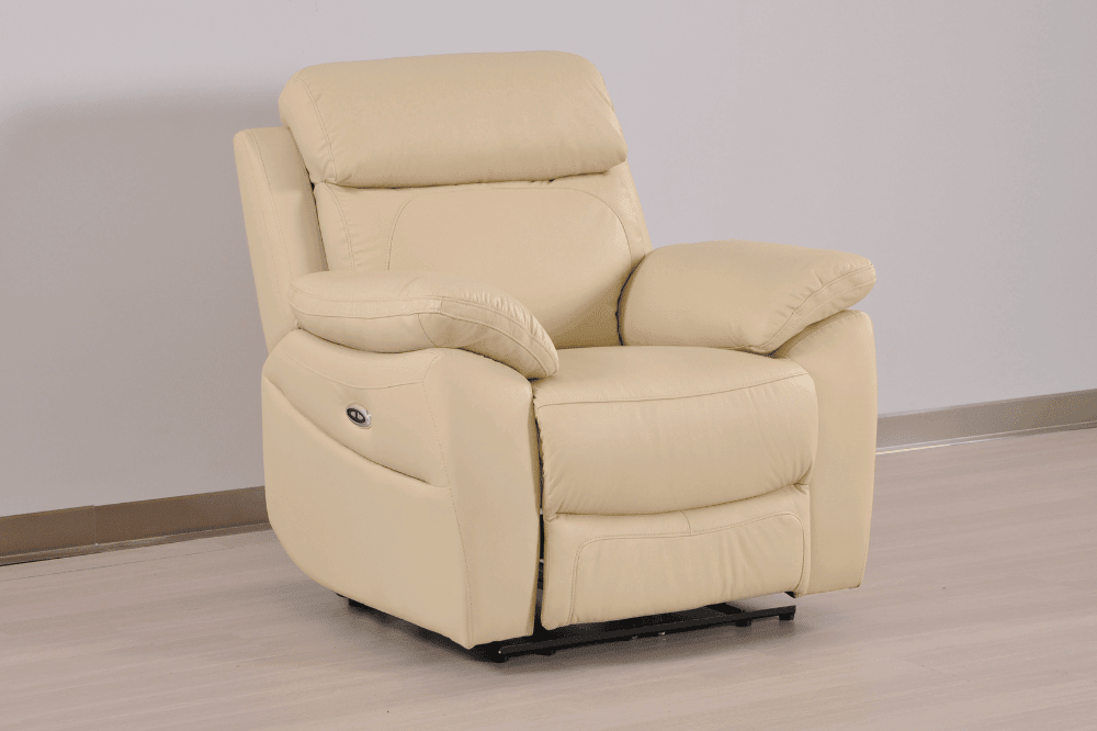 Dandrea Genuine Leather Cream Electric Power Recliner Armchair