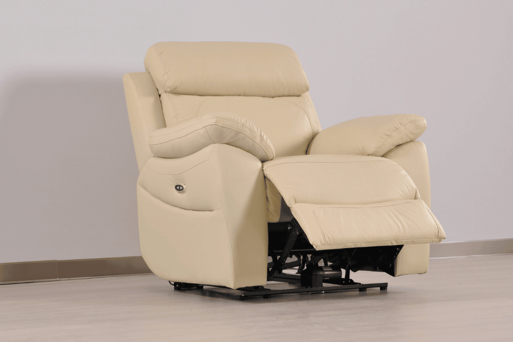 Dandrea Genuine Leather Cream Electric Power Recliner Armchair