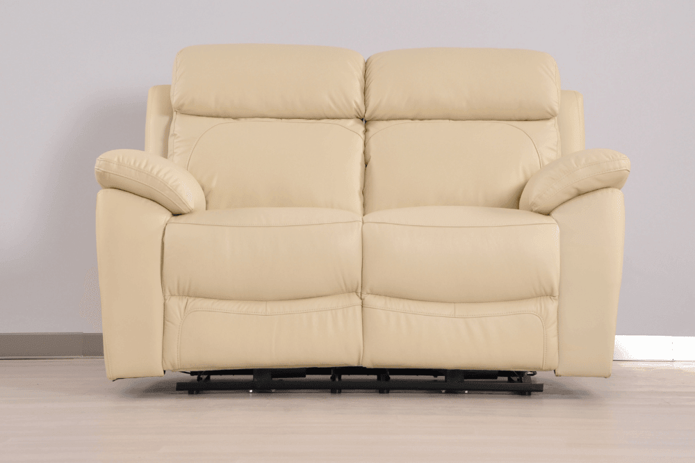 Dandrea Genuine Leather Cream Electric Power Recliner 2 Seater Sofa