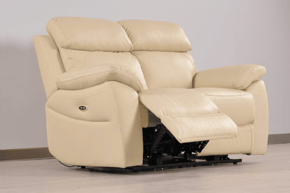 Dandrea Genuine Leather Cream Electric Power Recliner 2 Seater Sofa