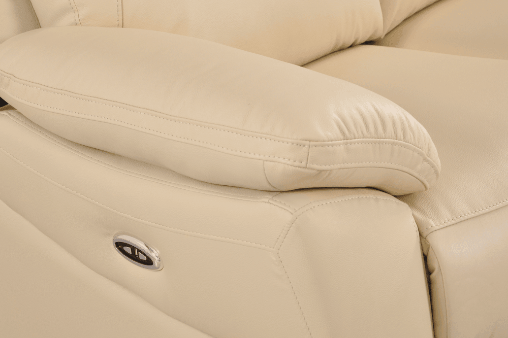 Dandrea Genuine Leather Cream Electric Power Recliner 2 Seater Sofa