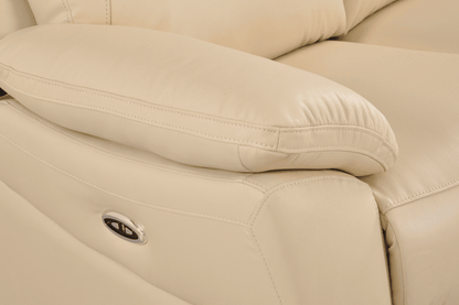 Dandrea Genuine Leather Cream Electric Power Recliner 2 Seater Sofa
