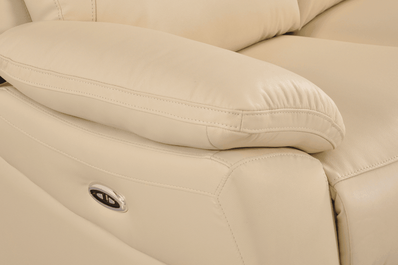 Dandrea Genuine Leather Cream Electric Power Recliner 2 Seater Sofa - Furniture Instore