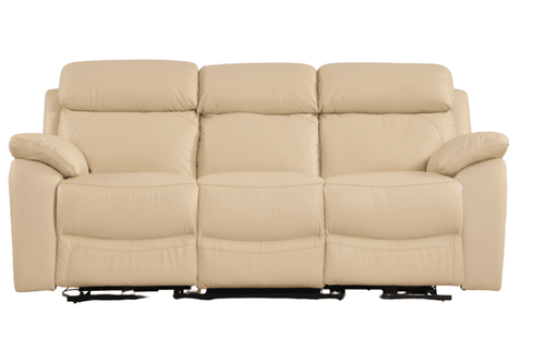 Dandrea Genuine Leather Cream Electric Power Recliner 3 Seater Sofa