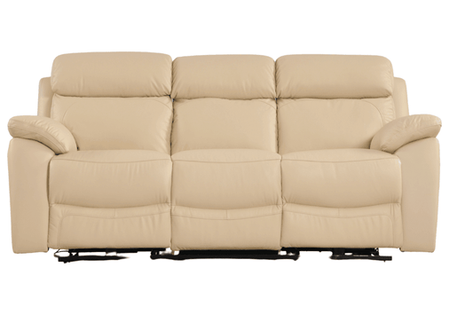 Dandrea Genuine Leather Cream Electric Power Recliner 3 Seater Sofa