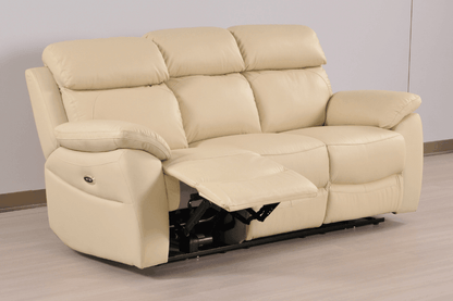 Dandrea Genuine Leather Cream Electric Power Recliner 3 Seater Sofa