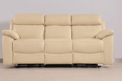 Dandrea Genuine Leather Cream Electric Power Recliner 3 Seater Sofa