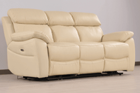 Dandrea Genuine Leather Cream Electric Power Recliner 3 Seater Sofa - Furniture Instore